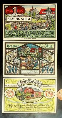 1921 Germany VOIGHT 25 50 100   Phennig Banknote / Notgeld Set