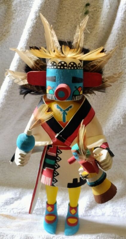 Vintage Hopi Early Morning Kachina Wall Hanger  And Route 66 Doll In Hand