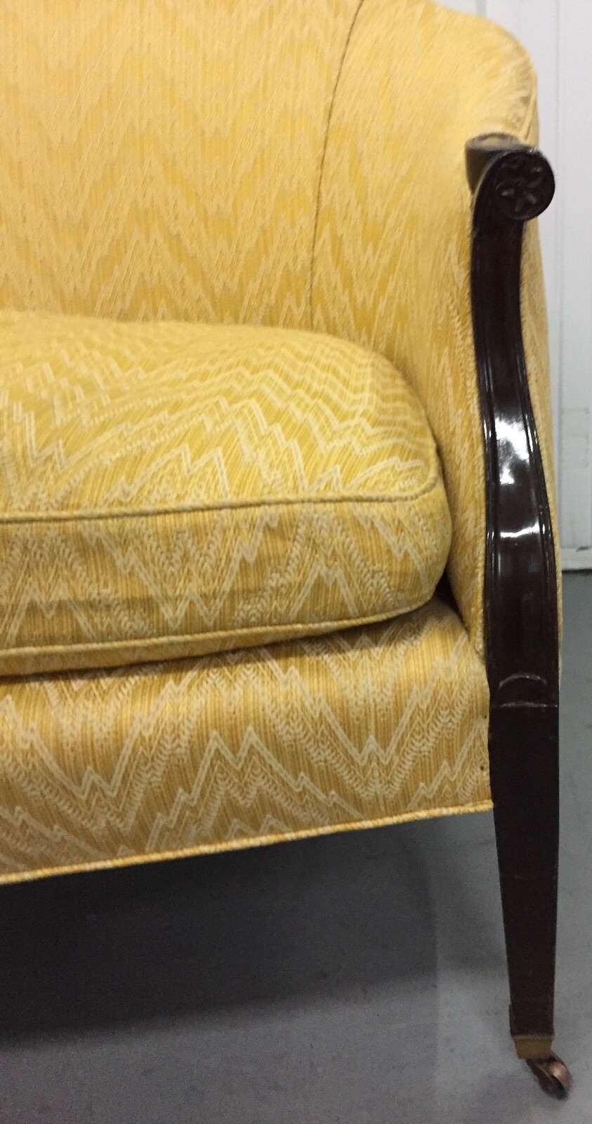 ANTIQUE FEDERAL SERPENTINE FLAME-STITCH CUSTOM UPHOLSTERED SETTEE