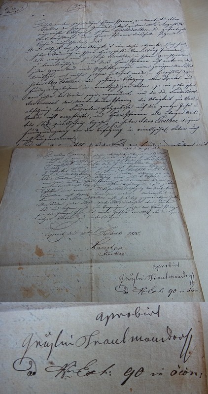 Dokument Lessonitz (MÃ¤Hren) 1815, Gesuch Pfarrer Martinkau, Sign. Trautmansdorff