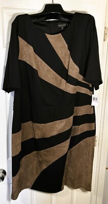 Connected Women's stretch Color blocked Dress plus size 16W Lined back zip