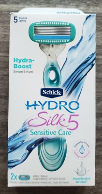 NEW Schick Hydro Silk 5 Sensitive Care Women's Razor & 2 Cartridges Hydra-Boost