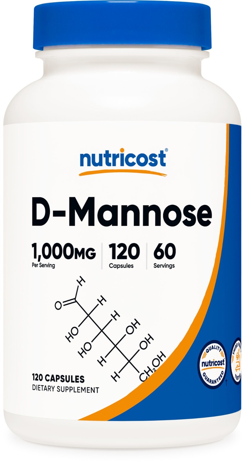 Nutricost D-манноза 500 мг на капсулу, 120 капсул, 1000 мг на порцию