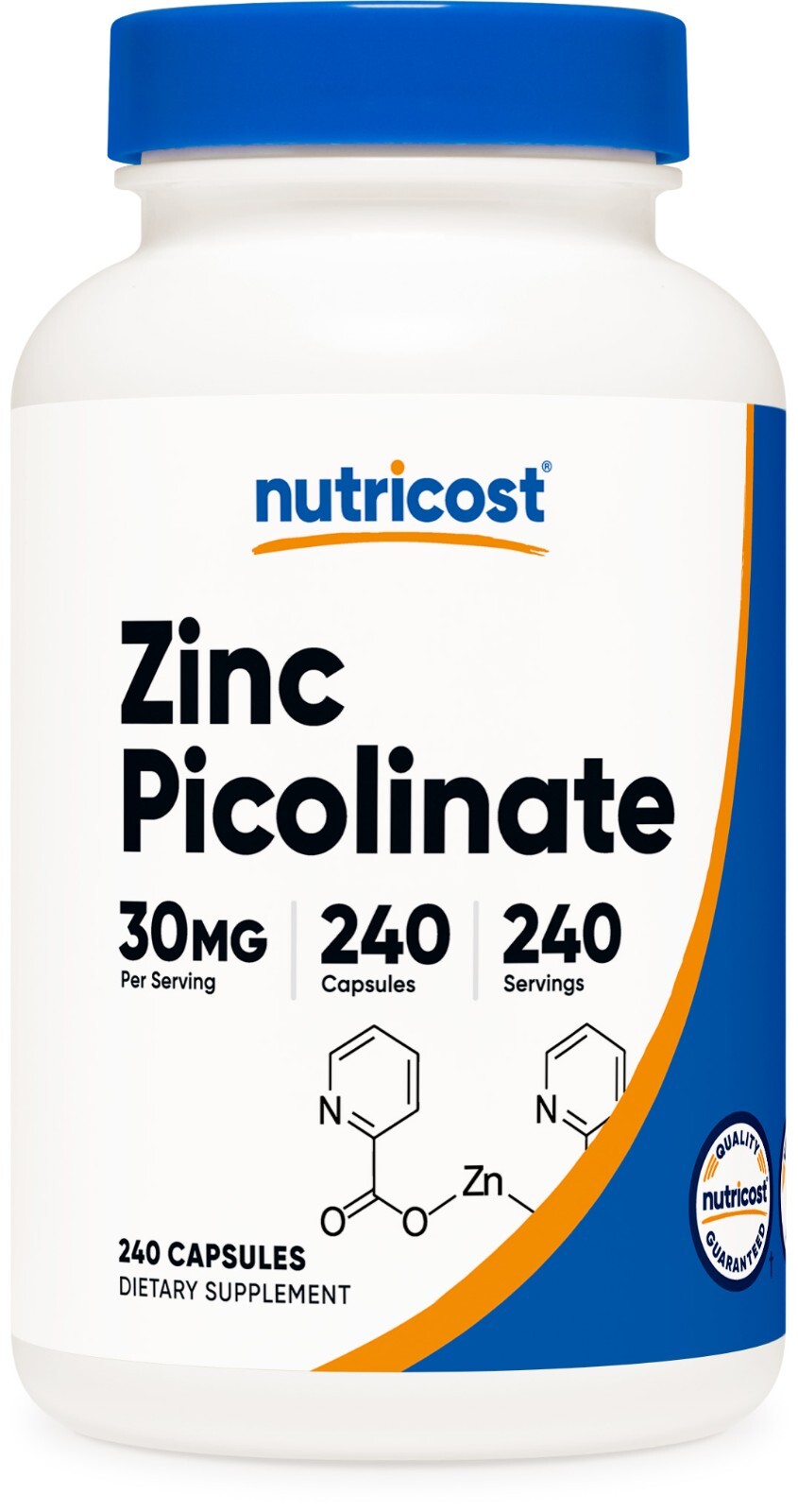 Nutricost Пиколинат цинка 30 мг, 240 вегетарианских капсул - без глютена и без ГМО