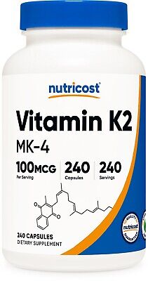 Nutricost Vitamin K2 (MK4) 100mcg, 240 Capsules - Gluten Free and Non-GMO
