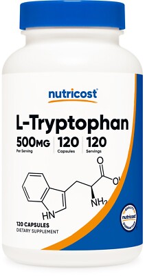Nutricost L-Tryptophan 500mg, 120 Capsules - Gluten Free, Non-GMO