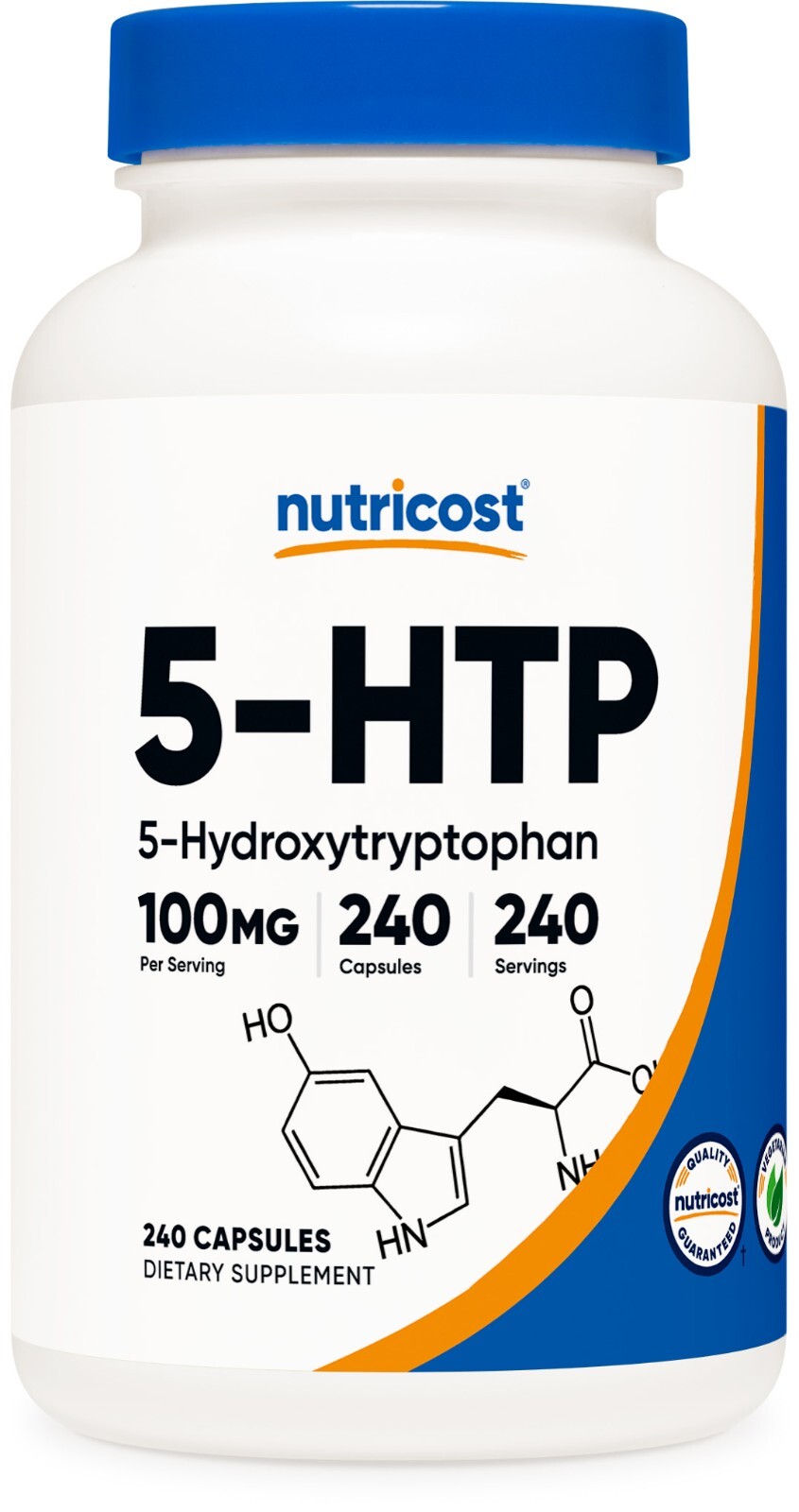 Nutricost 5-HTP 100 мг, 240 капсул (5-гидрокситриптофан) - без глютена, без ГМО