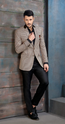 Pre-owned Handmade Men Brown Check Suit Stylish Designer Grooms Wedding Dinner Suits (coat+pants) In Brown And Black (same As Image)