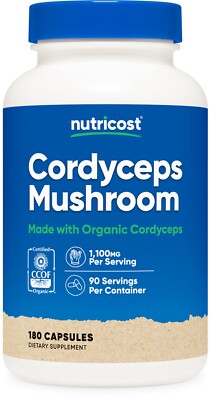 Nutricost Made with Organic Cordyceps Mushroom Capsules 1100mg, 90 Servings