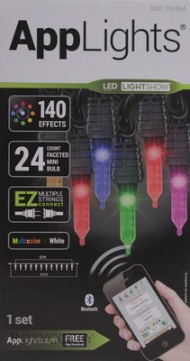 Gemmy AppLights LED Lightshow 24 Faceted Mini Bulb String Lights NIB