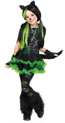 Fun World Kool Kat Kitty Cat Gothic Punk Kids Childrens Halloween Costume 119512