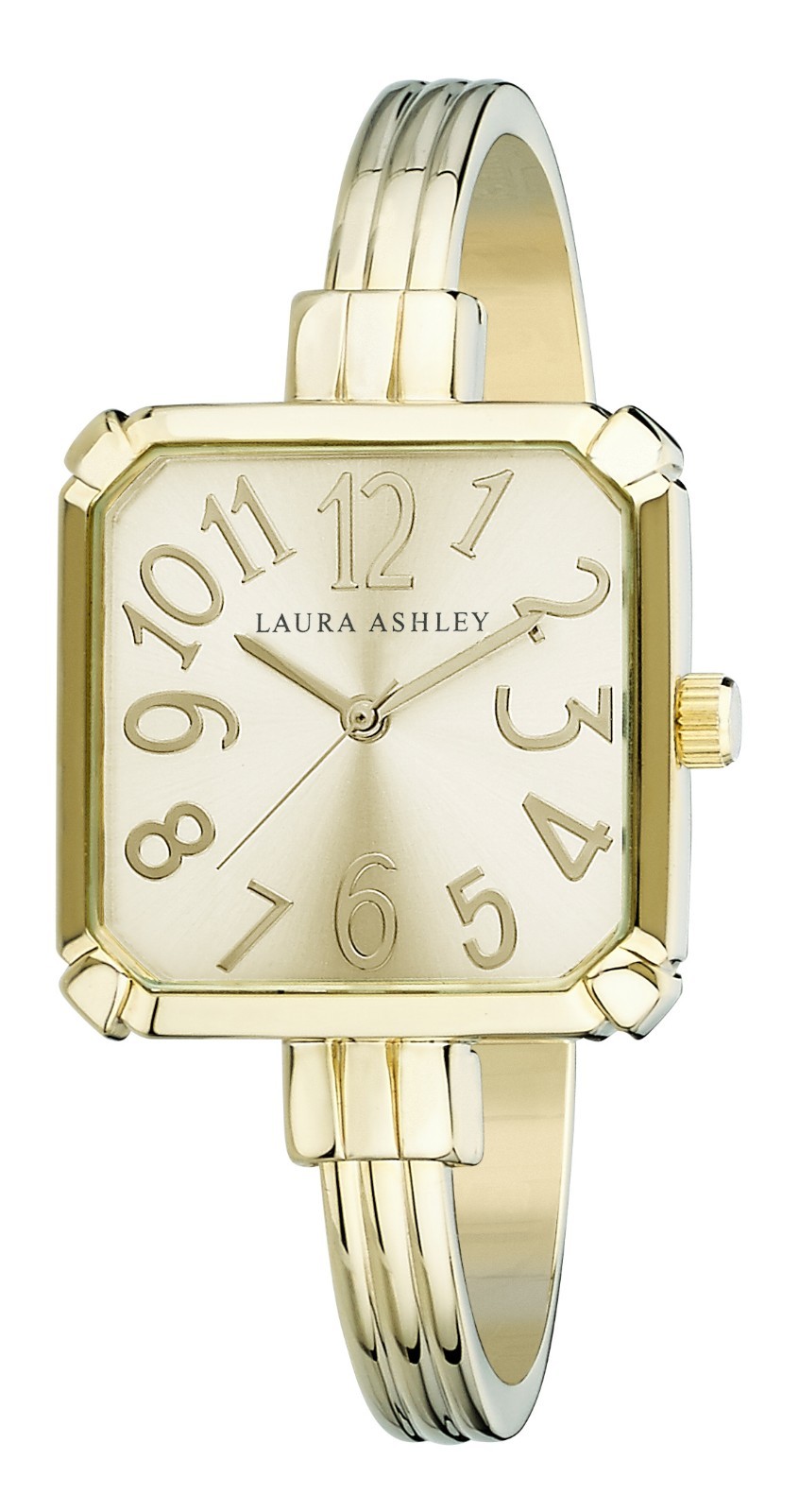 Pre-owned Laura Ashley Stainless Steel Skinny Bangle Square Watch (la31024) In Gold