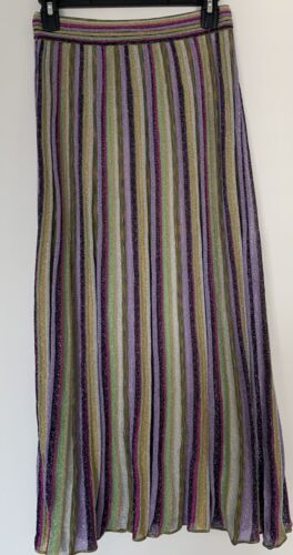 Pre-owned Missoni Authentic M  Lurex Stripe Knit Midi Skirt Size 42 (6 Us) $850 In Multicolor