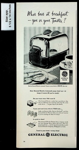ジェネラルエレクトロニクス　トースター　ヴィンテージアメリカ製 Vintage GE 1940's Retro Toaster General Electric 169T81 USA
