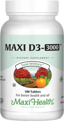 Maxi Health Kosher Vitamin D3-3000 IU - 180 Tablets