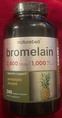 NatureBell Bromelain 1000Mg, 240 Capsules 2,400 GDU Digestive & Joint Exp 2026