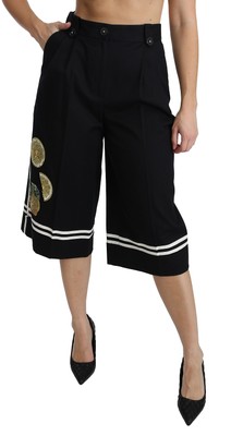 

DOLCE - GABBANA Брюки-палаццо черного цвета с украшением IT40/ US6 / $2100, Черный