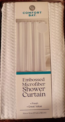 Comfort Bay Embossed Microfiber Fabric 70''x72'' Shower Curtain New White