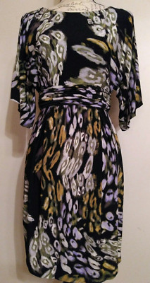 Taylor Women's Multi-color Abstract Print Ruched Cummerbund Dress Size 6
