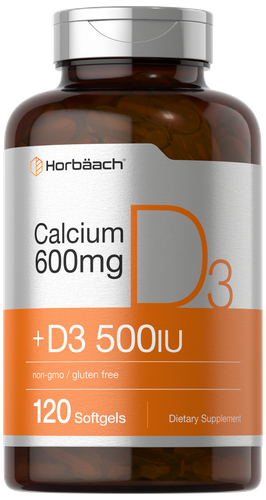 600 мг кальция с витамином D3 | 120 мягких капсул | Пищевая добавка без ГМО | от Horbaach