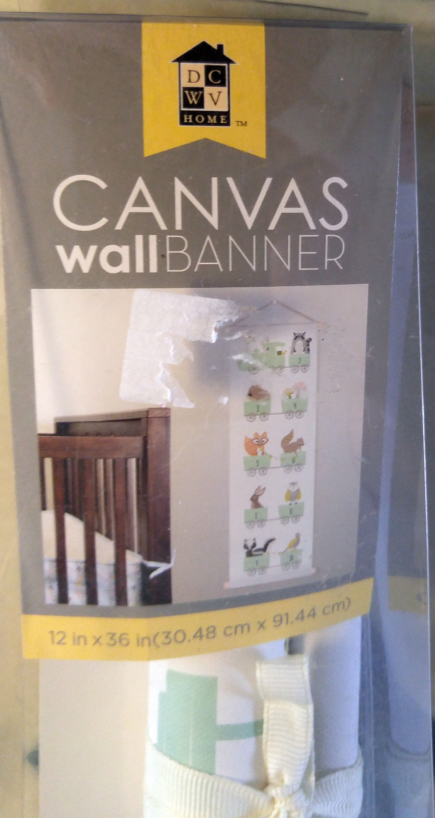 Wall Banner Woodland Animals Number Train Nursery Child Whimsical 12 x 36