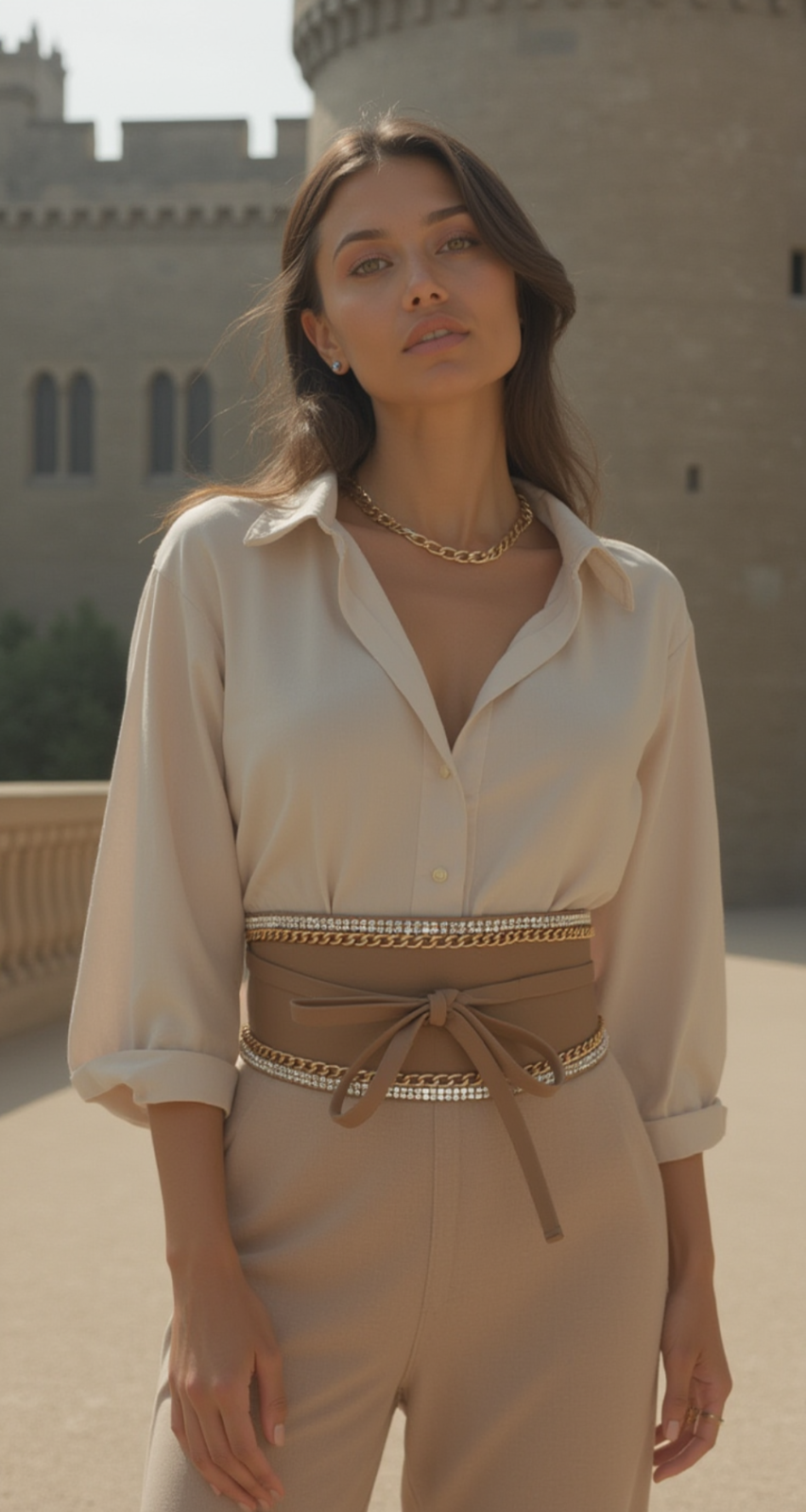 Women Camel Beige Wrap Around Wide Waistband Tie Kimono Women Camel Beige Wrap Around Wide Waistband Tie Kimono