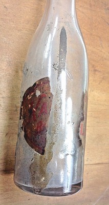 Antique Beer Bottle Slug Plate Bubbles Glass Mahanoy City PA Chas Kaier Brewing