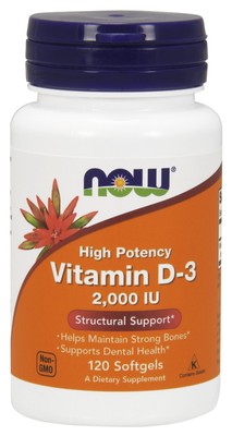 Now Foods Витамин D-3 2000 МЕ 120 мягких таблеток