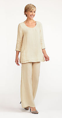 FLAX Select LINEN BOOTLEG IT Full Length PANT 1G/1X Champagne or Split Pea TWILL