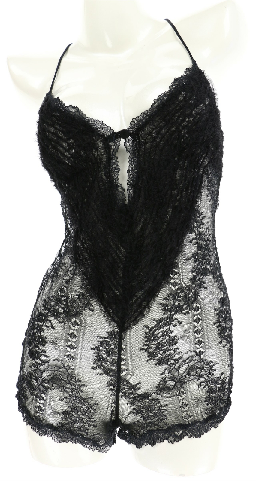La Perla 242076 Womens Relax fit Sleeveless Floral Lace Romper Black Size Small