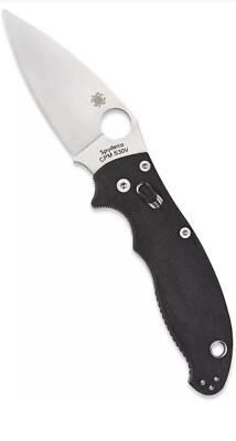 Spyderco Manix 2 G-10 Black 3.4'' Folding Pocket Knife Plain Edge Blade - C101GP2