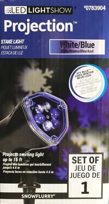 Gemmy LED Lightshow Projection White/Blue SnowFlurry Light Stake NEW