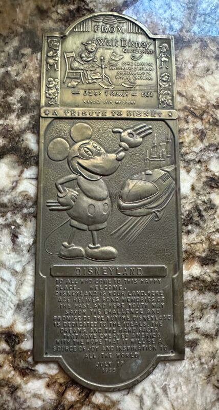 Vintage Disneyland Mickey Mouse Solid Brass Plaque Door Push Plate *FREE SHIP*