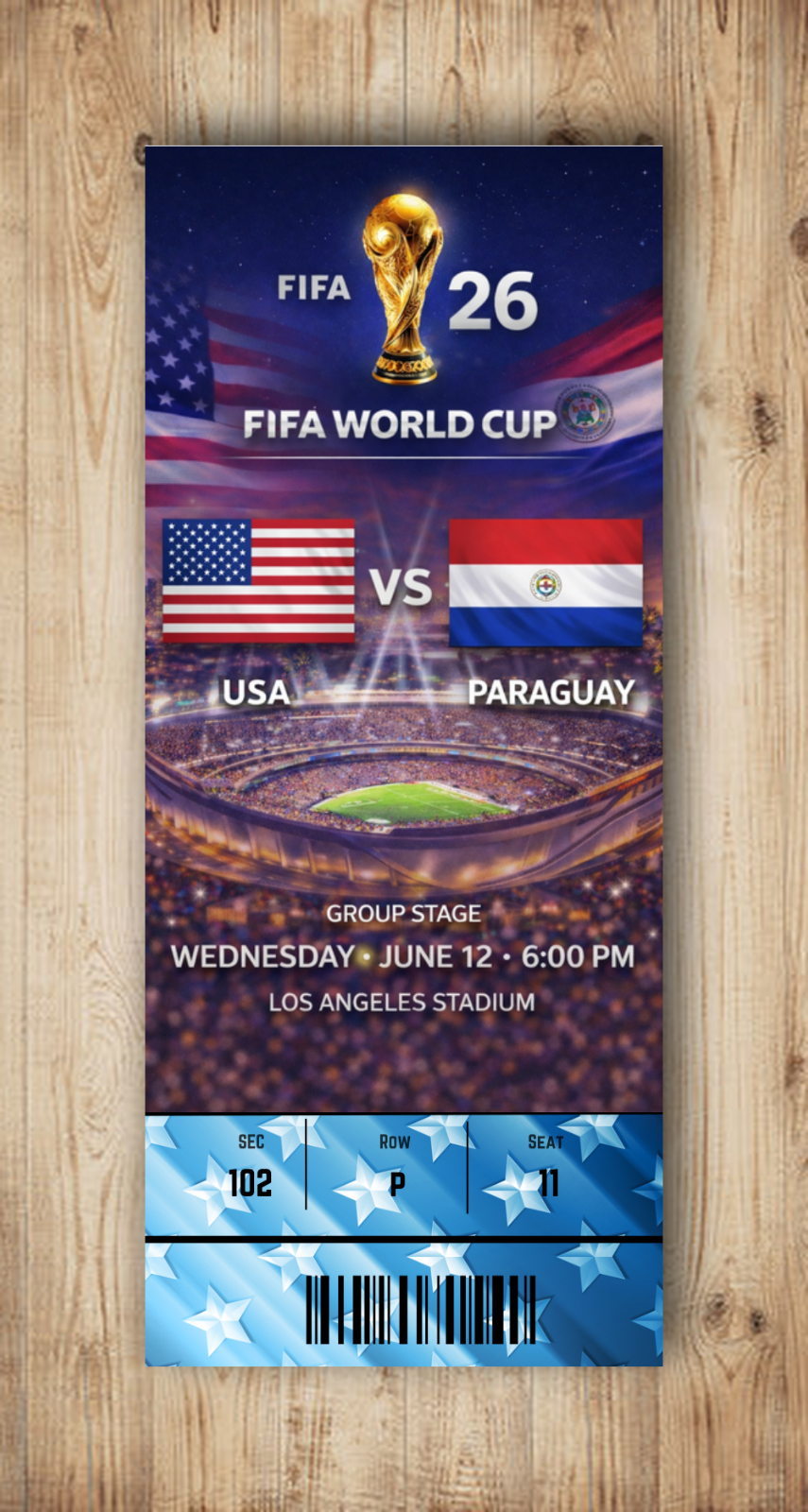 FIFA World Cup USA vs Paraguay 2026 commemorative ticket any seat