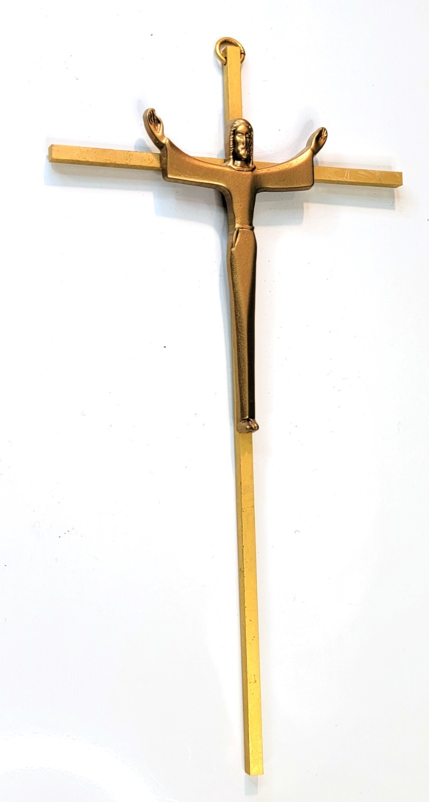 Jesus On Cross Crucifix Wall Hanging Religious 10” INRI Brass Tone
