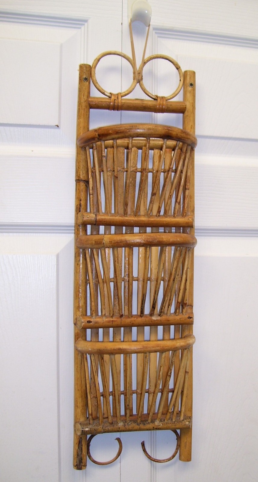 Vintage Wall Mount Bamboo Mail Letter Holder Organizer Rack 3 Slot Height 23x7