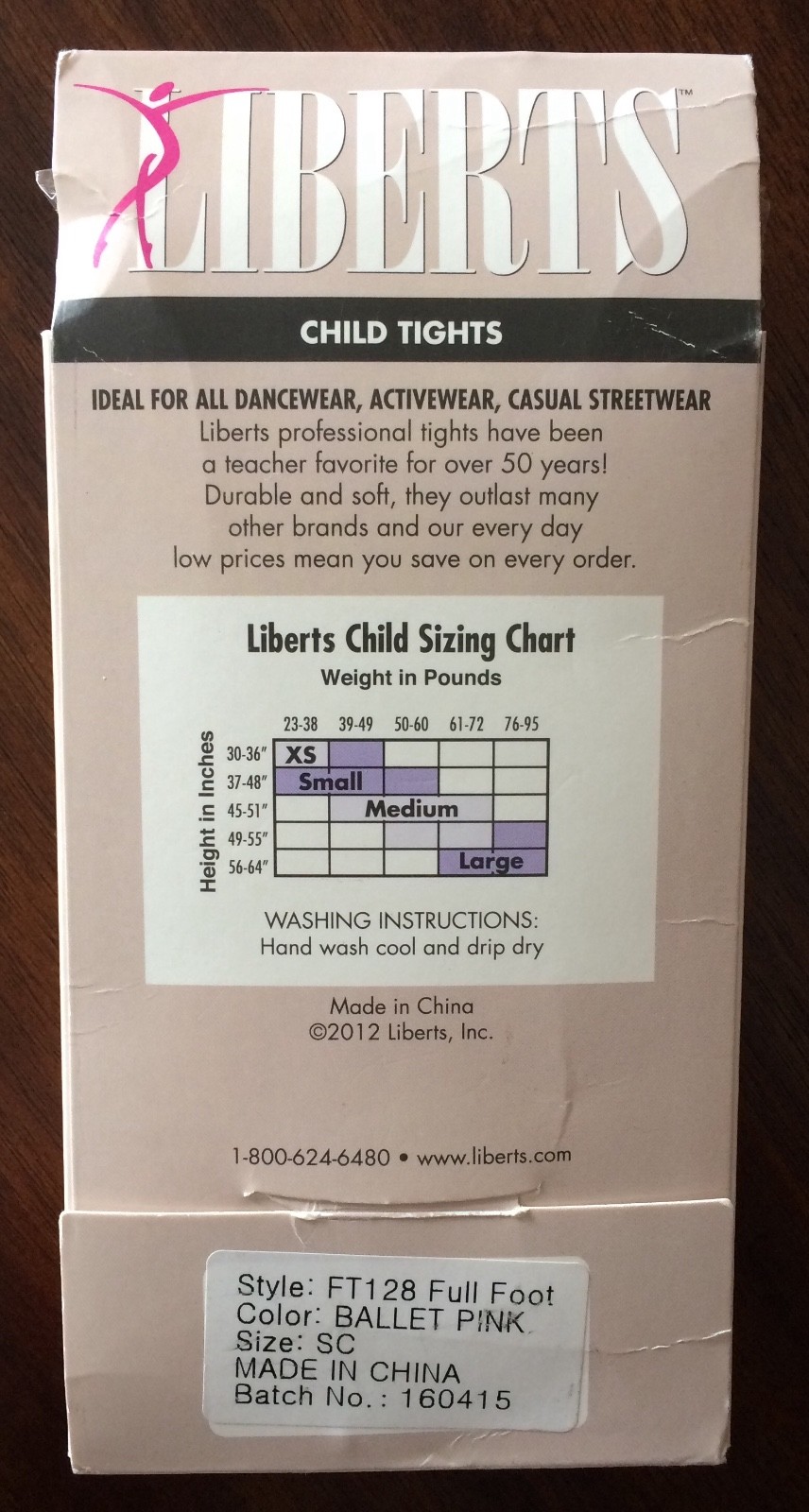 New Girls size small SC Liberts ballet dance full foot tights Color: Ballet Pink