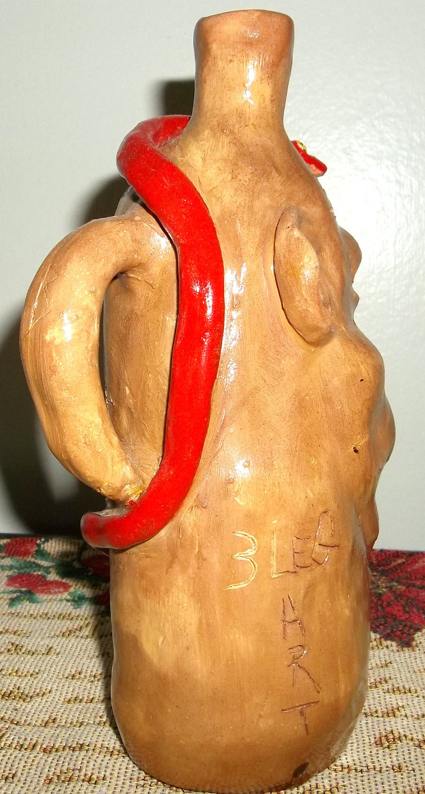 Snake Face Jug Handcrafted and Signed southern pottery