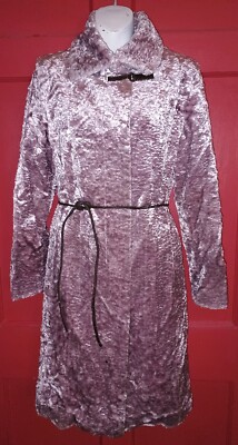 Sisley Made In Italy Faux Fur Purple Coat Sz 42