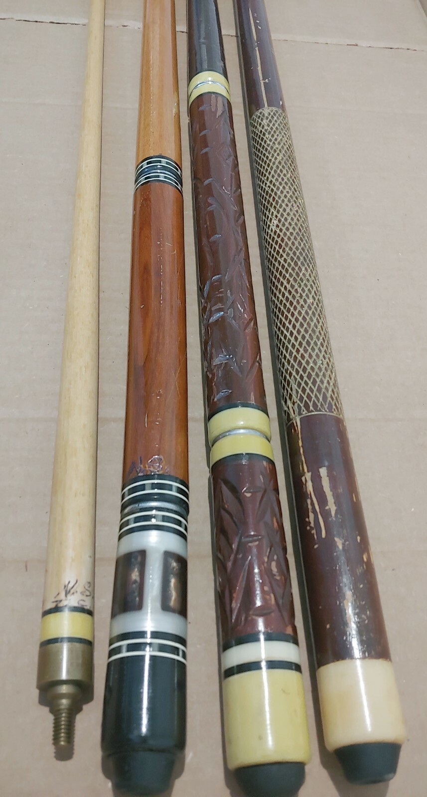 vintage hand carved pool cue stick set of three baseのeBay公認海外通販｜セカイモン