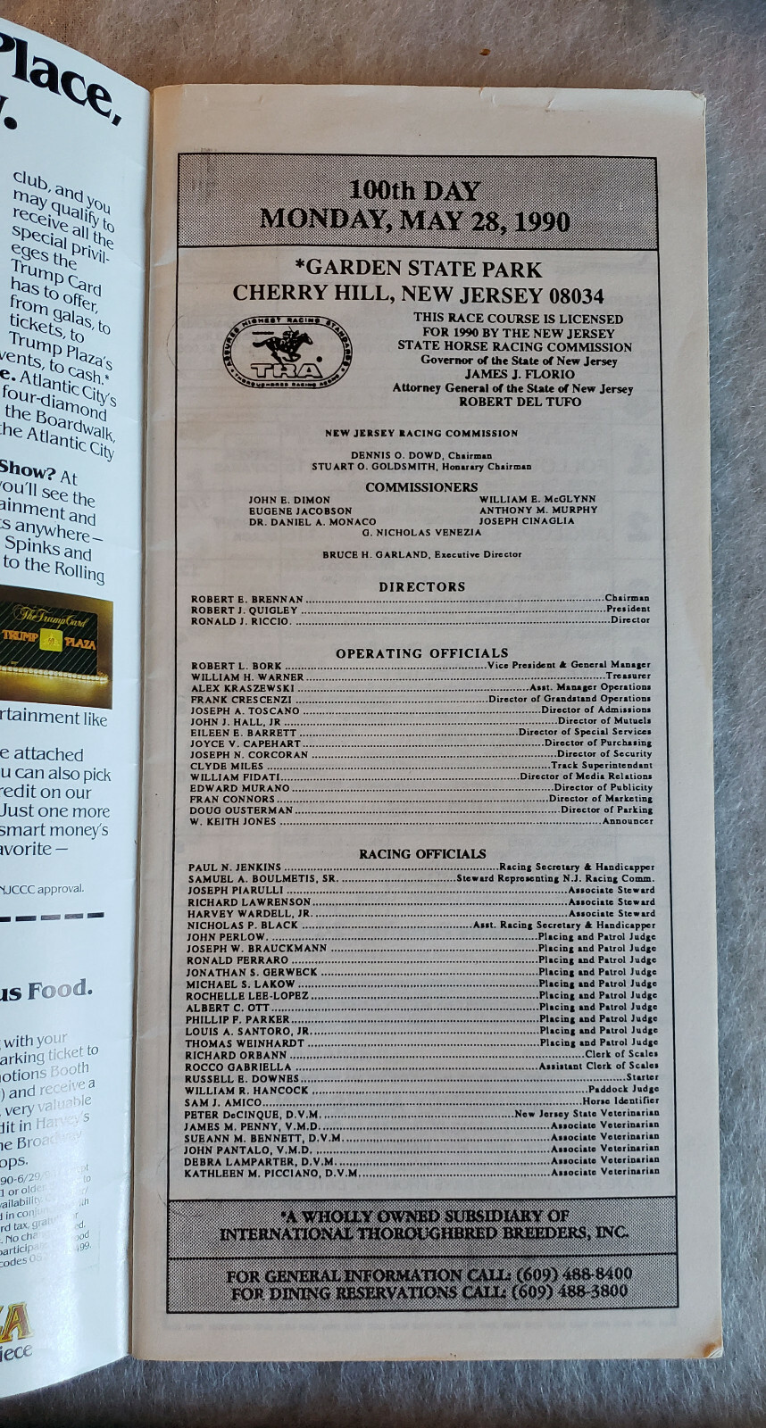 1990 Jersey Derby Program - Garden State Park - Horse Racing NJ