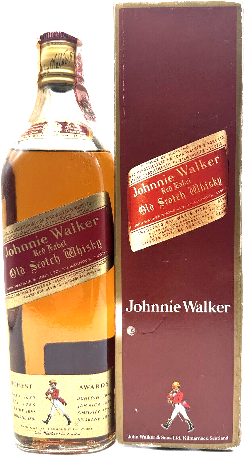 Vintage Johnnie Walker Old Scotch Whisky 1980's Con Scatola Vintage Johnnie Walker Old Scotch Whisky 1980's Con Scatola