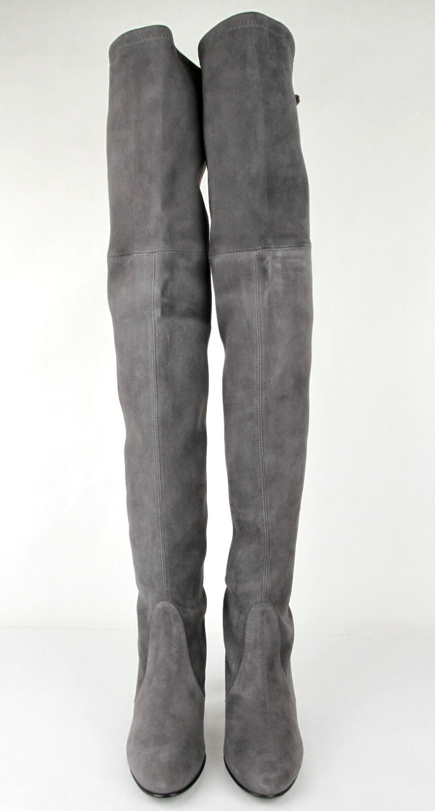 Pre-owned Stuart Weitzman $798  Women's Highland Slate Suede Over-the-knee Boot In Gray