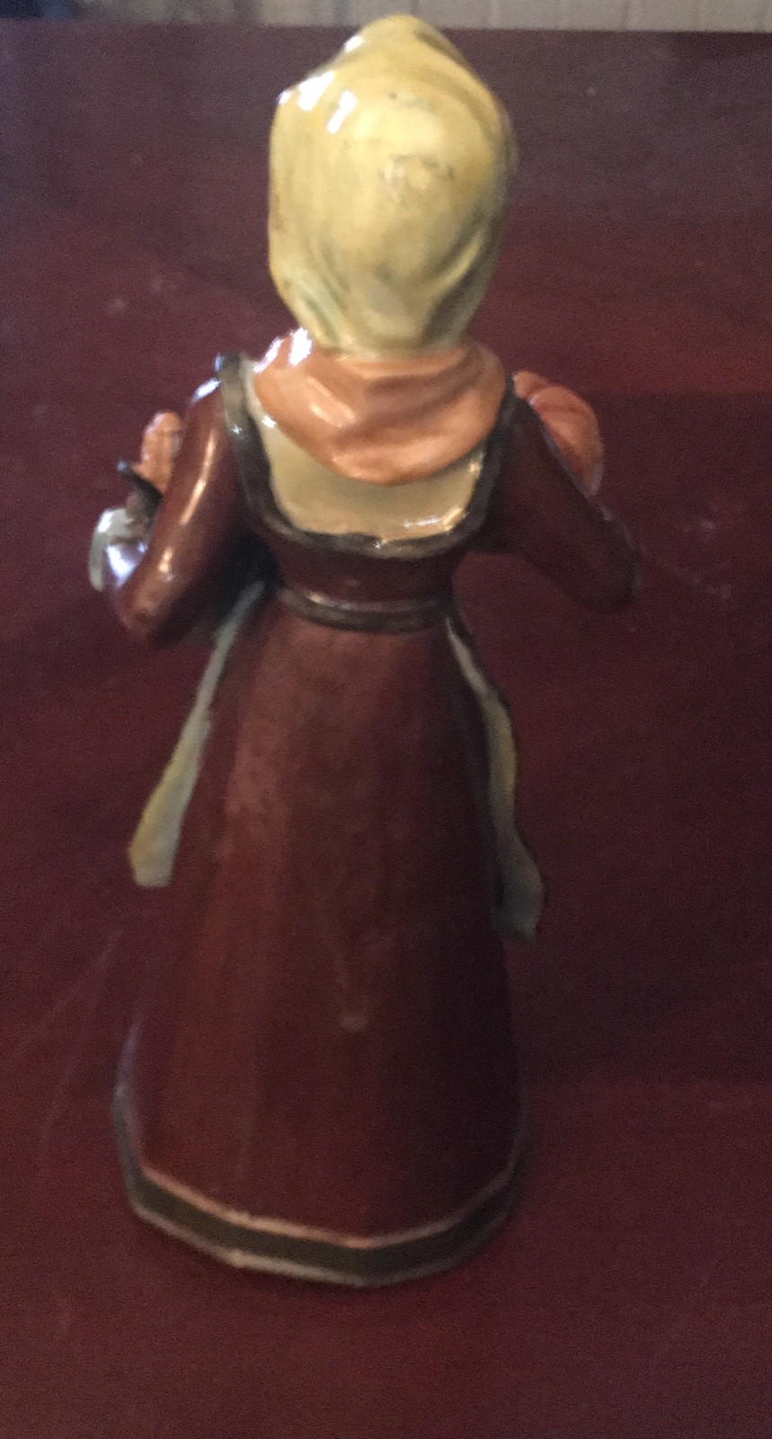 Vintage 'Pilgrim Lady w/ Garden Bounty' Thanksgiving Ceramic Figurine 8.5” Tall