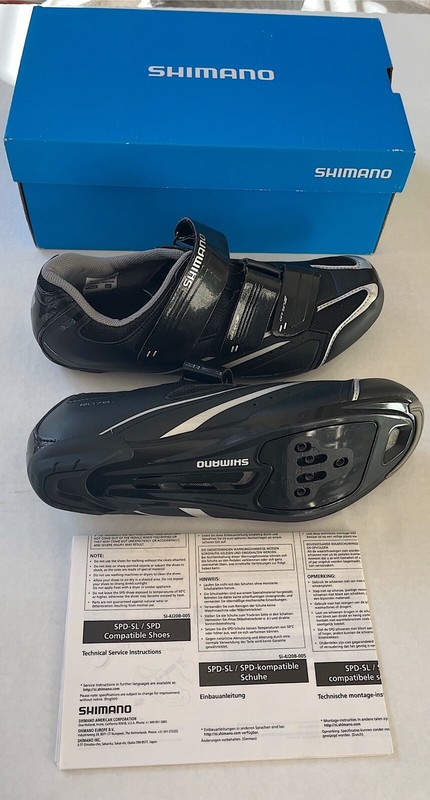 Shimano SH-R078L Mens 10.5 Road Bike Cycling Shoes Black Dynalast SPD SPDSL Look