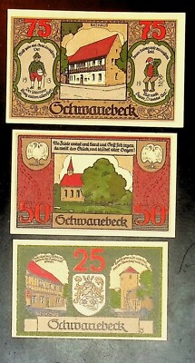 1920 Germany ANDERNACH set of  25 50 75 Phennig Banknote / Notgeld