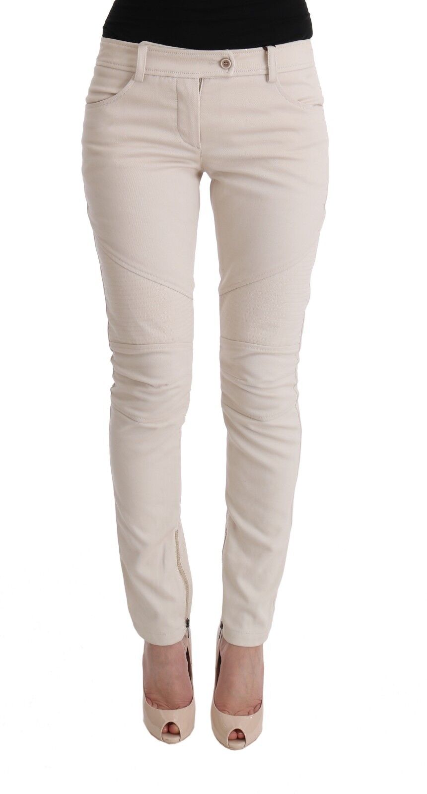 Pre-owned Ermanno Scervino Jeans White Slim Fit Casual Pants S. It44 / Us10 / L Rrp $450