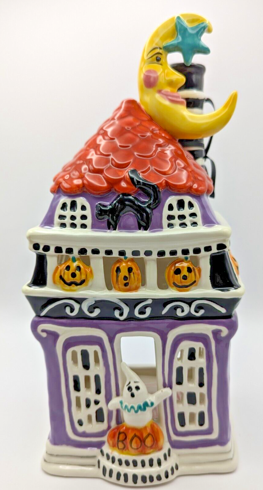 NEW Blue Sky Clayworks FOLK ART Halloween Mansion Tealight Candle House 10” NWT