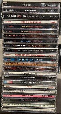 Lot Of 23 Rock Hair Metal Cds GNR Van Halen Skid Row Bon Jovi Tesla AC/DC Warran