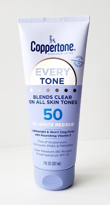 Coppertone Every Tone Sunscreen Lotion SPF 50 7 oz No White Residue NEW
